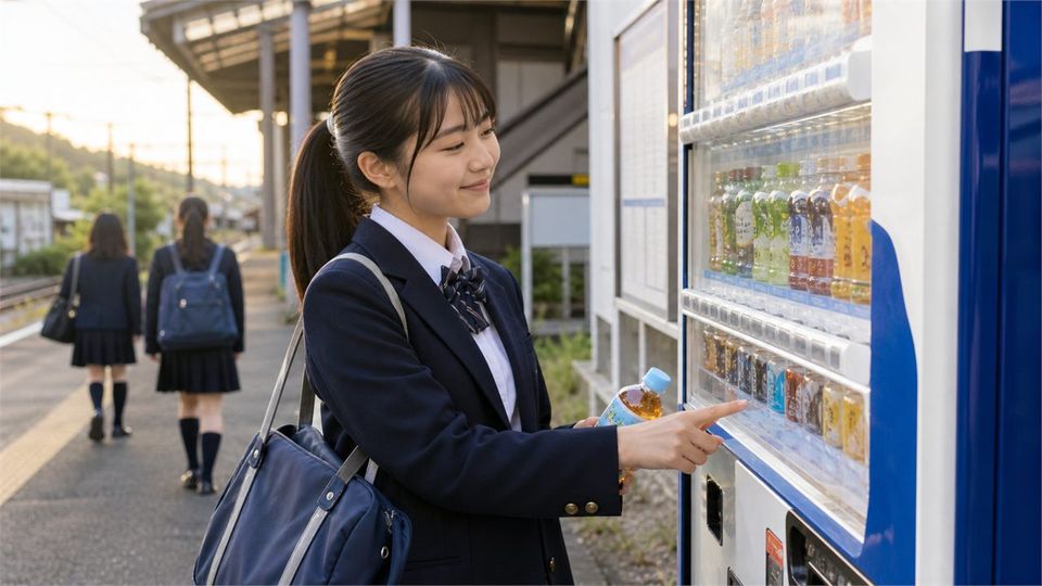 Vending Machine Says Good Job to Tired Students photo