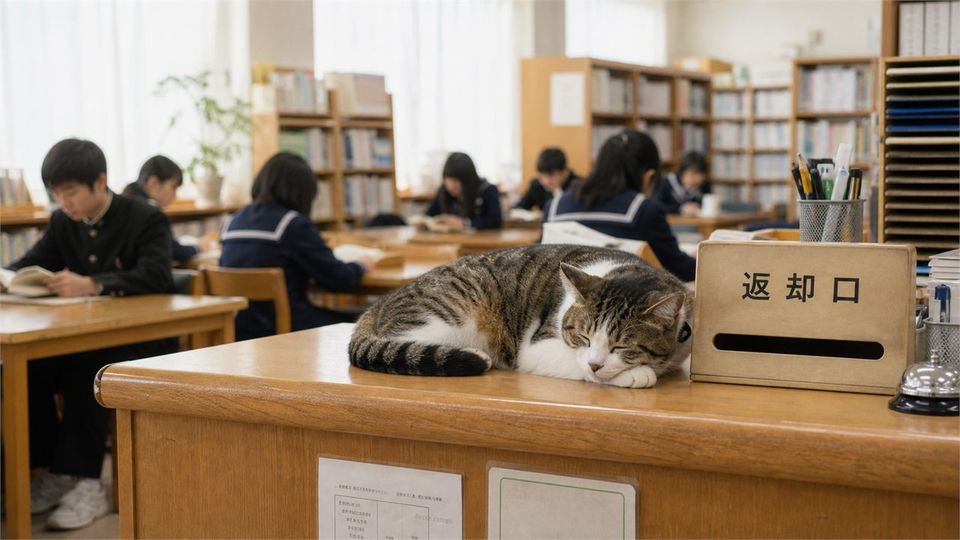 School Cat Becomes New Library Manager photo